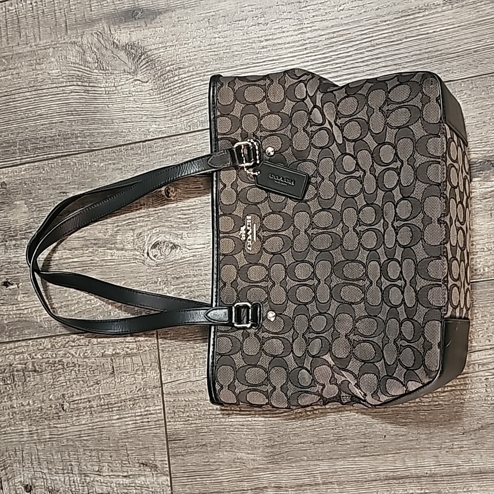 Coach Signature Monogram Canvas Shoulder Bag